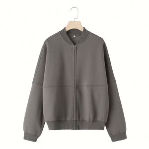 Femmes 2024 Vintage fermeture éclair Bomber veste col montant respirant Chic velours manches longues avant Logo Style décontracté automne - Product Image 1