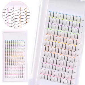 Extension ciglia a ciuffetti a 12 file effetto stella colorata, pronte all'uso, per un look luminoso e accattivante, ideali per principianti. - Product Image 2