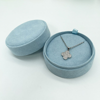 À la mode rond velours emballage oreille goujons anneau boîte pendentif boîte à bijoux stockage luxe boîte-cadeau