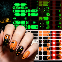 Autocollants de vernis à ongles non toxiques rayés rose et noir esthétiques en forme de toile d'araignée pour maman, 16 bandes pour fête d'Halloween, vente en gros