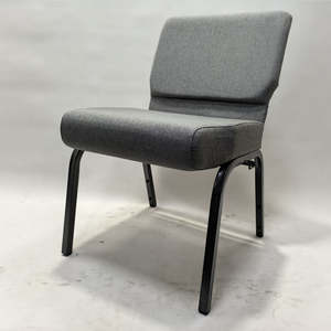 Chaise d'église empilable grise avec étagère de rangement chaise de conférence à cadre métallique pour banquet de salle de classe auditorium - Product Image 2