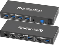 Commutateur KVM JustLink 2X1 DP avec boîtier métallique pour 2 ordinateurs, 1 moniteur 8K60Hz, 4 ports USB 3.0, clavier/souris partagés