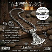 Collier avec pendentif rune viking pour hommes, chaîne à maillons en acier inoxydable, alphabet Futhark mythologique rétro masculin