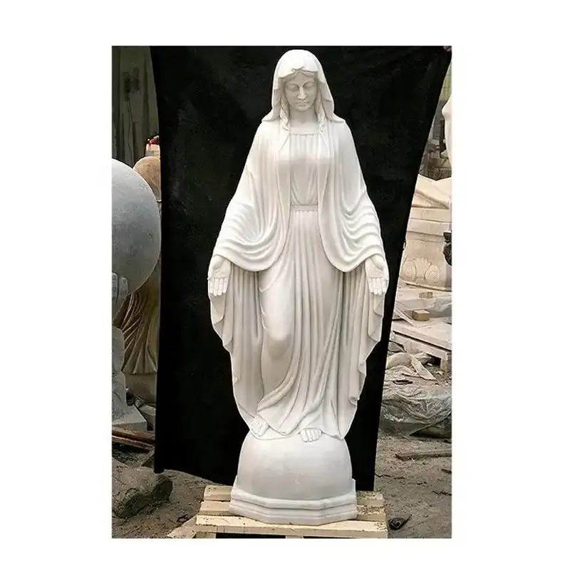 Custom hand carved church religious mary sculpture high quality stone figure virgin mary statues molds for sale