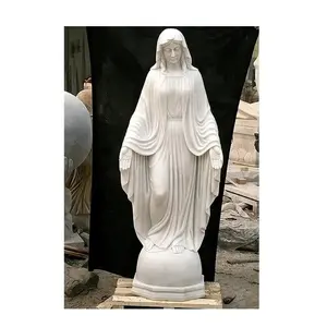 बिक्री के लिए कस्टम हाथ से नक्काशीदार चर्च धार्मिक मैरी मूर्तिकला उच्च गुणवत्ता वाले पत्थर की मूर्ति वर्जिन मैरी मूर्तियां