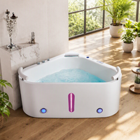Bañera de Hidromasaje Moderna de Acrílico Negro, Independiente, con Jets de Masaje, Desagüe y Grifo