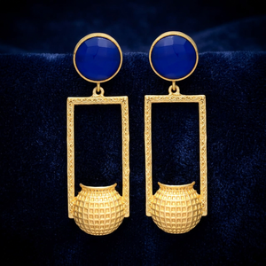 Pendientes Colgantes Hechos a Mano en Latón Chapado en Oro con Piedras Preciosas, Estilo Étnico Bohemio, Regalo de Compromiso - Product Image 2