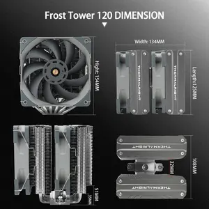 Thermalright Frost Tower 120 CPU Air Cooler, 6 heatpipe, CPU Cooler, doppio ventilatore TL-C12B 120mm V2 PWM, tecnologia AGHP generazione 4