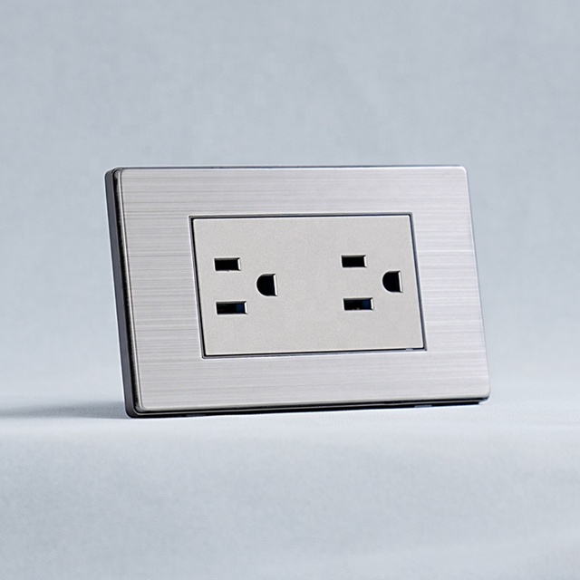 OEM Stainless Steel 118 Type Double Wall Power Outlet Sockets Metal Plate Wall Plug Socket US Thailand Standard Duplex Outlets