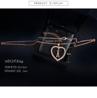 Couple Cadeau Lettre Style Anglais Zircon Initiale Alphabet Pendentif Collier chaîne Diamant coeur lettre amour chandail collier