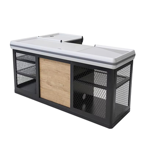 Comptoir de caisse modulaire en forme de L personnalisable avec armoire et plateau pour clavier pour magasin de centre commercial - Product Image 6