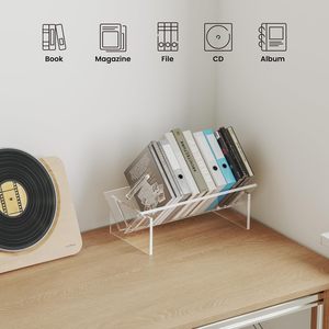 Trong suốt <span class=keywords><strong>Acrylic</strong></span> Máy tính để bàn kệ sáng-cuốn sách nhỏ <span class=keywords><strong>CD</strong></span> hiển thị Tạp Chí và lưu trữ giá - Product Image 4