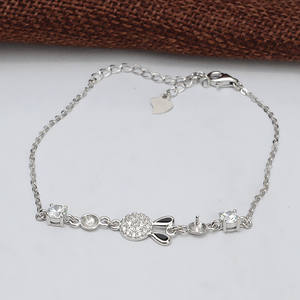 Bracelet en argent S925 pour femmes, petit bracelet fantaisie avec 6-7 perles, accessoires de bijoux DIY, fait à la main avec un plateau vide - Product Image 3