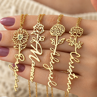 Collier avec pendentif en forme de fleur en acier inoxydable 304 personnalisé OEM/ODM pour femmes, bijoux personnalisés avec nom