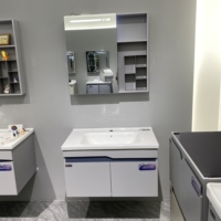 Ensemble de meubles de salle de bain WJL minimaliste mural en acier inoxydable avec miroir grossissant intelligent pour armoires de salle de bain d'hôtel