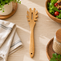 Ensemble de cuillères à pâtes en bambou ajourées, ustensiles de cuisine écologiques pour salades et spaghettis, avec trou de suspension, vente en gros