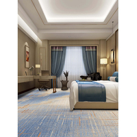 Tapis tufté géométrique bleu et blanc frais, durable et adapté aux animaux domestiques, idéal pour les chambres d'hôtel