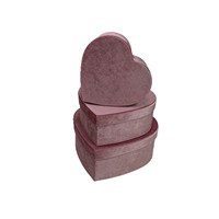 Zexwrap 3 pièces en forme de coeur velours tissu fleur boîte fête des mères luxe carton rond fleur boîte coffrets cadeaux