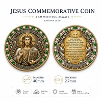 Médaille religieuse 3D en relief avec verset biblique de la Prière du Seigneur et incrustation de cristal, pour collection chrétienne et cadeau de foi