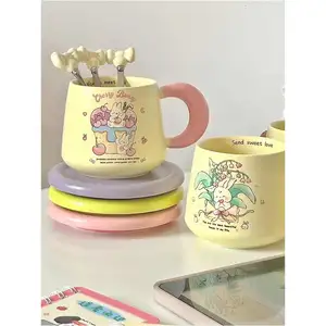 Tazze di ceramica tazza di tè di vetro tazze da caffè smalto rosa fiore per bevande calde regalo cartone animato animale viaggio di plastica migliore mamma mai tazza