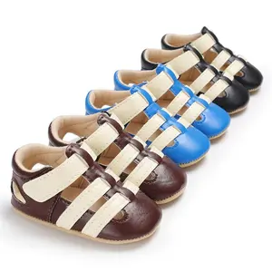 Free sample rubber sole baby round toe shoes infant prewalker sandals