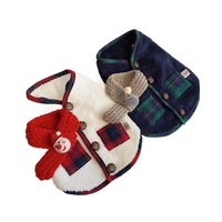Gilet en polaire pour chien et chat avec écharpe tricotée et bordure à carreaux, vêtements chauds d'hiver pour animaux de compagnie, pour petits et grands chiens XS-6XL