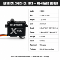 Moteur Servo Numérique Micro Sans Noyau XQ-S1009F 3kg, Profil Bas, Étanche, Engrenage en Aluminium, 7.4V, pour Avion RC, Vente en Gros OEM XQ Metal