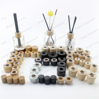 Contenant diffuseur en verre de parfum pour la maison, 7 pièces, usine chinoise, personnalisé, différentes tailles, couvercle en bois naturel