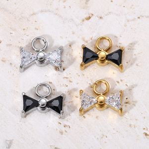 MF48 Lote de 10 piezas de dijes de cobre chapado en oro de 18K con circonita, accesorios de joyería al por mayor para la fabricación de colgantes y collares DIY - Product Image 2