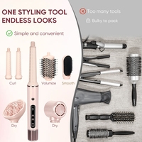 Styler à air chaud professionnel rose 6 en 1, brosse à air chaud haute vitesse, sèche-cheveux, boucleur automatique, peigne ionique, multi-styler 6 en 1