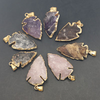 Nouveau minerai naturel améthyste rose cristal blanc cristal indien agate fait à la main doré flèche pendentif ornement accessoires pour bricolage