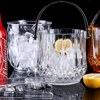 Bac à glace en plastique de qualité alimentaire 1L avec logo personnalisé, transparent et facetté, pour refroidir les boissons lors de fêtes et bars
