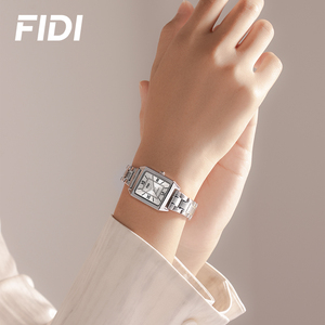 Montre FIDI pour femmes d'affaires, cadran carré avec chiffres romains, bracelet en acier inoxydable, étanche, montre-bracelet décontractée pour les amoureux, montres à quartz - Product Image 6