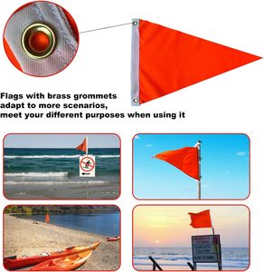 Drapeau de sécurité orange 12x18 pouces drapeau triangulaire bannière orange haute visibilité drapeaux ATV robustes avec 2 œillets en laiton - Product Image 5