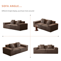 Canapé modulaire convertible en tissu sergé moderne, en forme de bloc de tofu, compressé, avec éponge haute densité, pour salon