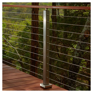 Ace <span class=keywords><strong>Exterior</strong></span> Durable <span class=keywords><strong>Cable</strong></span> de acero inoxidable Barandilla de alambre Barandilla de escalera con pasamanos de madera o acero para casa - Product Image 5