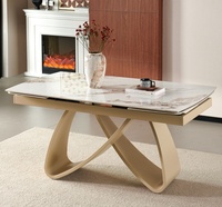Ensemble de tables à manger pliantes extensibles de luxe abordables, table à manger rectangulaire de style vintage avec plateau en pierre