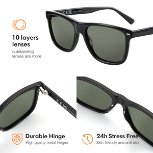 Gafas <span class=keywords><strong>de</strong></span> Sol Unisex <span class=keywords><strong>de</strong></span> Lujo Retro con <span class=keywords><strong>Lentes</strong></span> Polarizadas, Logotipo Personalizado, Marco <span class=keywords><strong>de</strong></span> Acetato Negro, Protección UV400, Gafas <span class=keywords><strong>de</strong></span> Marca al por Mayor <span class=keywords><strong>de</strong></span> Fábrica <span class=keywords><strong>para</strong></span> <span class=keywords><strong>Hombre</strong></span> y Mujer - Product Image 2