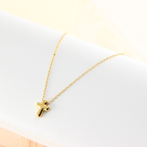 Collar con colgante de crucifijo de acero inoxidable, Cruz pequeña, regalo del día de Pascua para la Iglesia, Diamante dorado, símbolo cristiano para Católico - Product Image 2