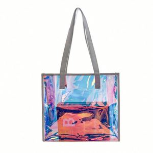 Bolso de Mano y Cartera Transparente de PVC para Mujer, Diseño de Marca, Impermeable, Bolso de Playa, MOQ Bajo, Tamaño Personalizado - Product Image 1