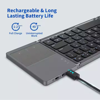 Keyboard nirkabel, Keyboard nirkabel dapat dilipat kualitas tinggi dengan Touchpad untuk Ios/Android/Windows, Tablet, Pc, Keyboard Bt