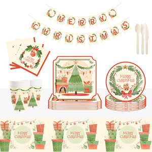 DAMAI - Juego de Platos de Papel Desechables Cuadrados y Redondos para Postres, Decoración para Fiestas Navideñas - Product Image 1