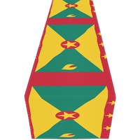 Chemin de table personnalisé en polyester lavable avec drapeau de la Grenade, protège la surface des meubles des taches pour les scénarios domestiques quotidiens