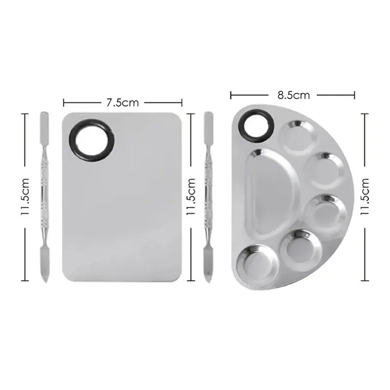لوحة مكياج معدنية دائرية بعلامة تجارية خاصة فارغة سهلة الاستخدام وملعقة مكياج بشعار مخصص