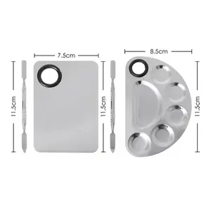 لوحة مكياج معدنية دائرية بعلامة تجارية خاصة فارغة سهلة الاستخدام وملعقة مكياج بشعار مخصص