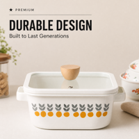 Casserole carrée en émail avec couvercle en verre, qualité alimentaire, résistante au four, facile à nettoyer, logo personnalisé, ustensile de cuisine pour cuisinière, vente en gros