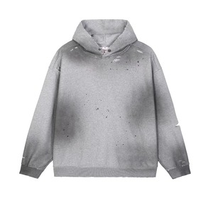 <span class=keywords><strong>Felpa</strong></span> <span class=keywords><strong>con</strong></span> <span class=keywords><strong>Cappuccio</strong></span> OEM Effetto Sbiadito e Usurato in Cotone French Terry 465G, Logo Personalizzato Vintage D247 - Product Image 2