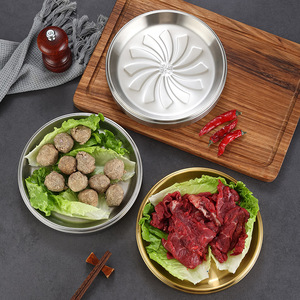 304 Stainless Steel Preparation Tray Round Gold-Colored Thick Non-Slip Multi-Function Serving Tray For Hotel Meals - Product Image 1