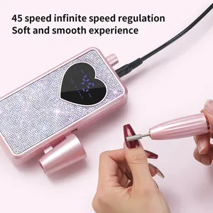 Perceuse à ongles électrique professionnelle 45000 tr/min, rechargeable, portable, lime à ongles silencieuse avec écran LED, machine à vernis gel - Product Image 2