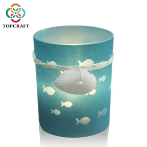 Vintage Votive Cylinder <strong>Candle</strong> <strong>Holders</strong> Jar <strong>Windproof</strong> Glass Candlestick Sky Blue Glass <strong>Candle</strong> <strong>Holder</strong> - Product Image 2